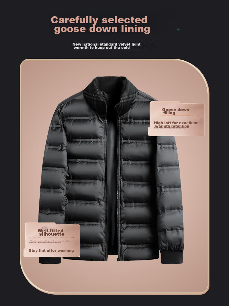 Yalu Five-In down Jacket for Men, Winter Thickened Goose down, Business Style with Detachable Inner Lining, Middle-Aged Men's Large Goose Coat 12