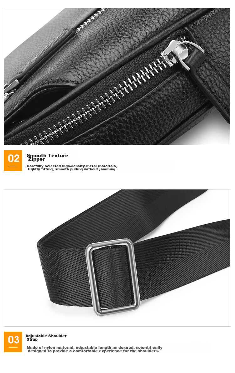 MEXICAN Men's Single Shoulder Crossbody Top-Grain Leather Chest Bag, Commuter Messenger Bag, Business Travel Lightweight Large Capacity Birthday Gift 16