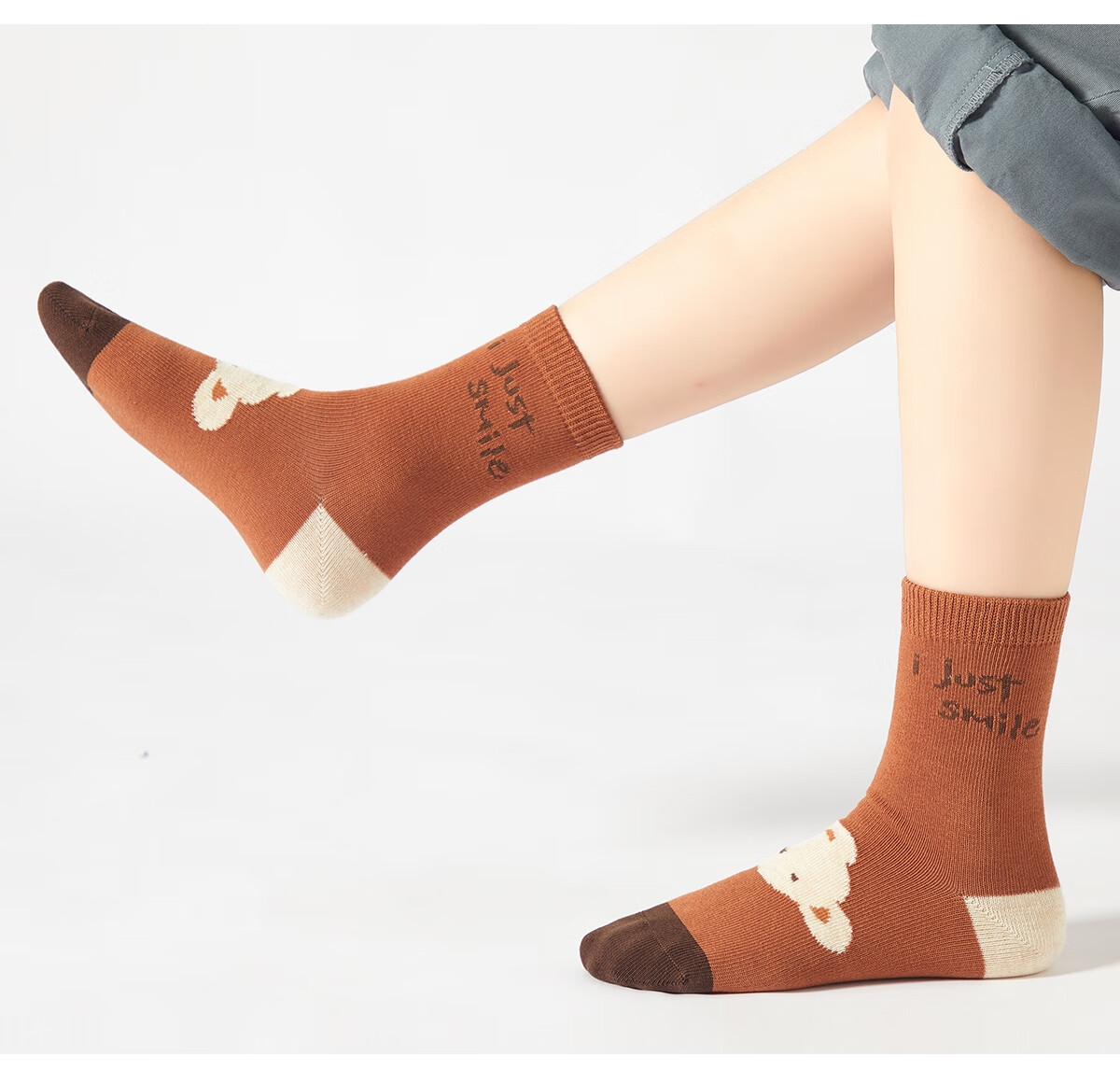 Banbi Children's Socks, Autumn And Winter Girls' Student Big Kids Spring And Autumn Seamless Mid-Calf Cotton Socks BB2455, Size 20-22 6
