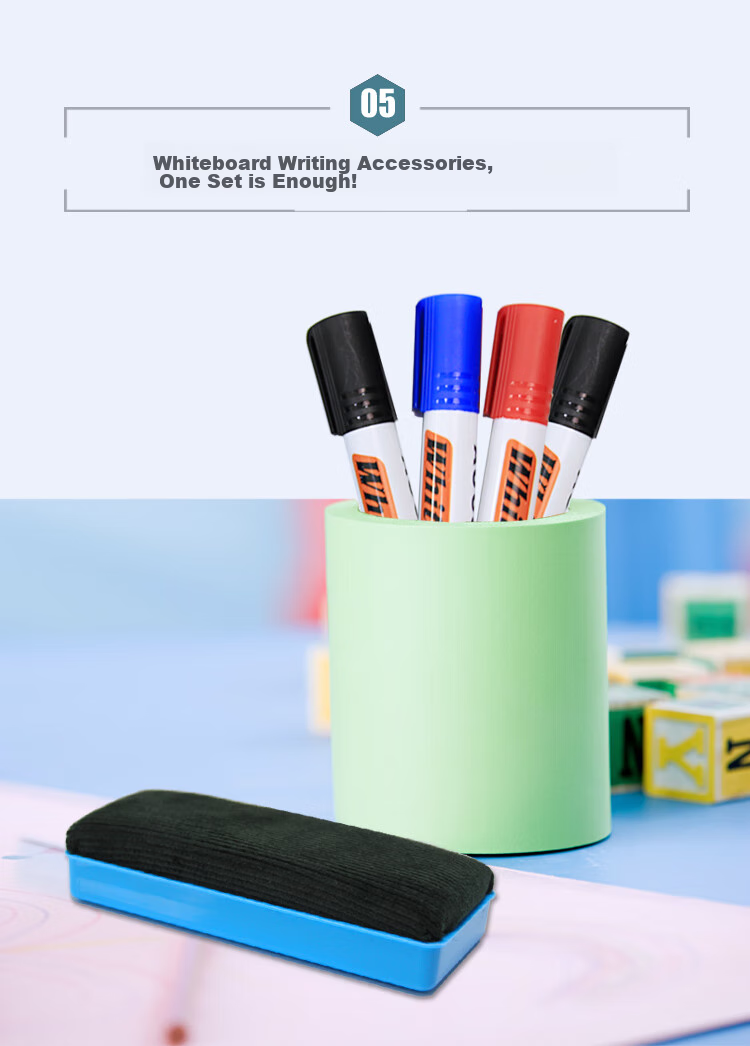 AUCS Whiteboard Eraser, Chalkboard Eraser, Writing Board Eraser, Glass Erasable Pen, Eraser Set, Office Supplies, Whiteboard Accessories, Chalk Eraser ×1, Colored Water-Based Whiteboard Markers ×6 9