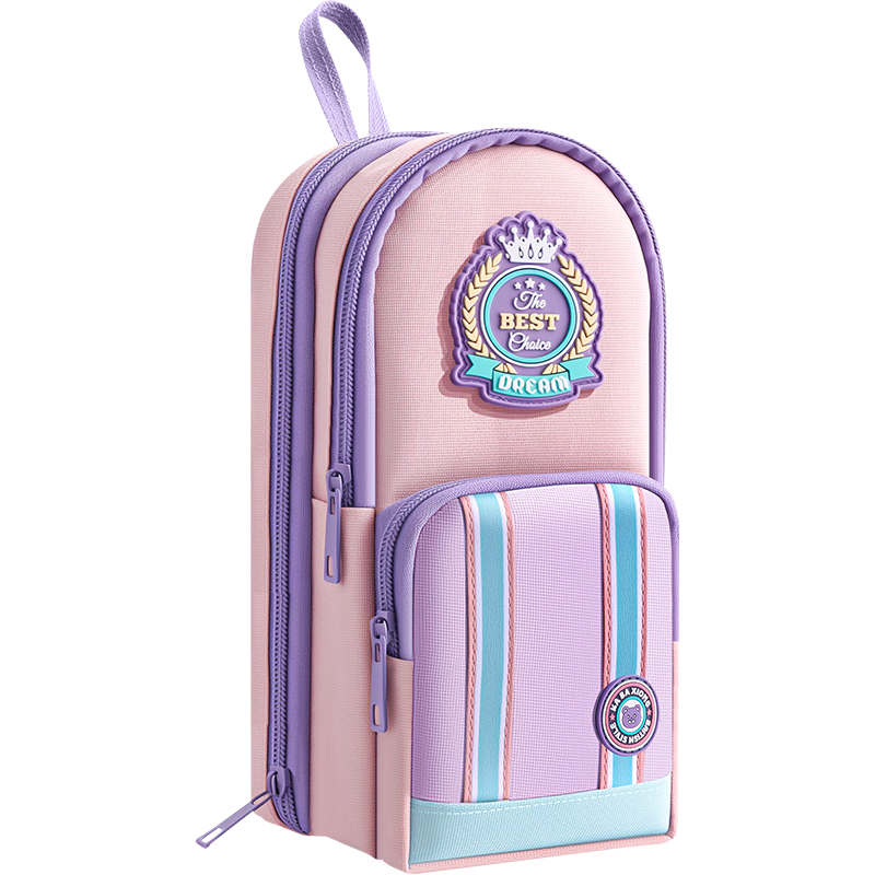 Kabaxiong 6-Layer Oxford Cloth Pencil Case Pink Purple Large Capacity Durable Girls Student School Supplies Bag