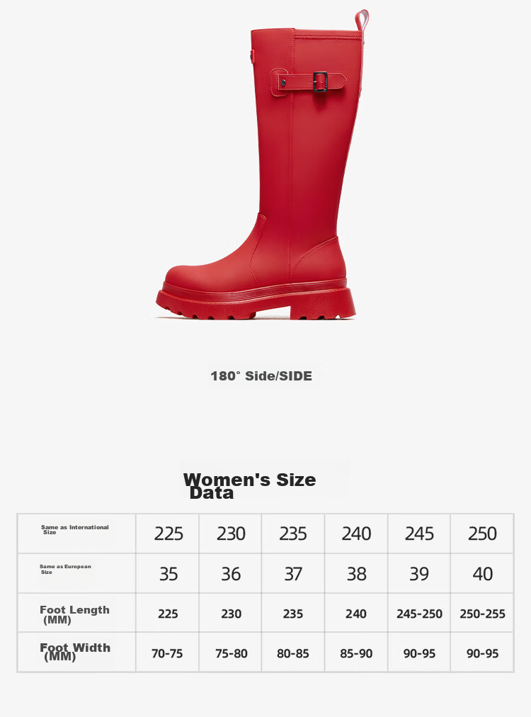 CAMEL Red Combat Boots, Stylish Rain Boots, Outdoor Shoes for Women, Water-Friendly Shoes, Waterproof Non-Slip Tall Boots 3008A 20