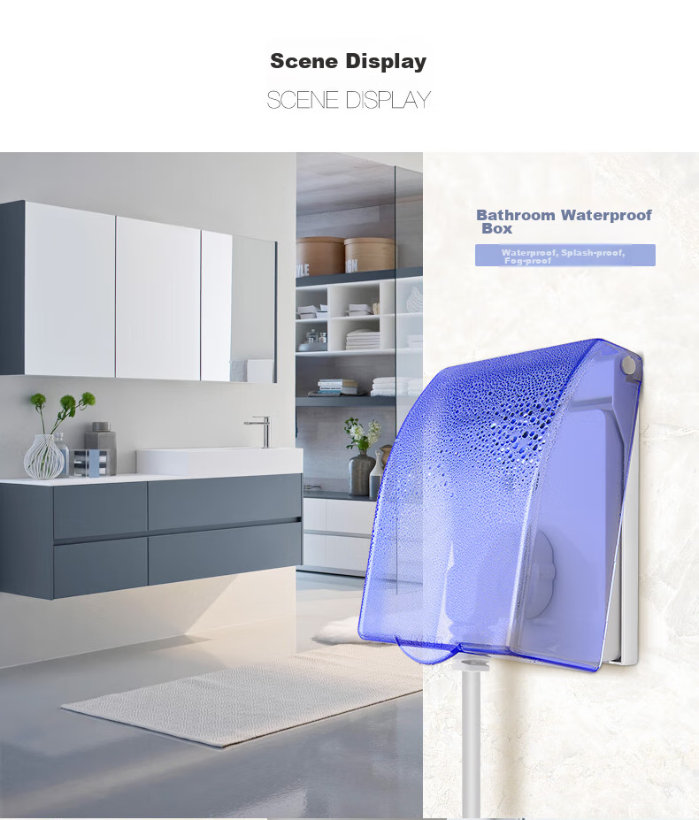 DELIXI Switch Socket Splash-Proof Box, 86-Type Blue Transparent Splash-Proof Box with Plastic Cover 3