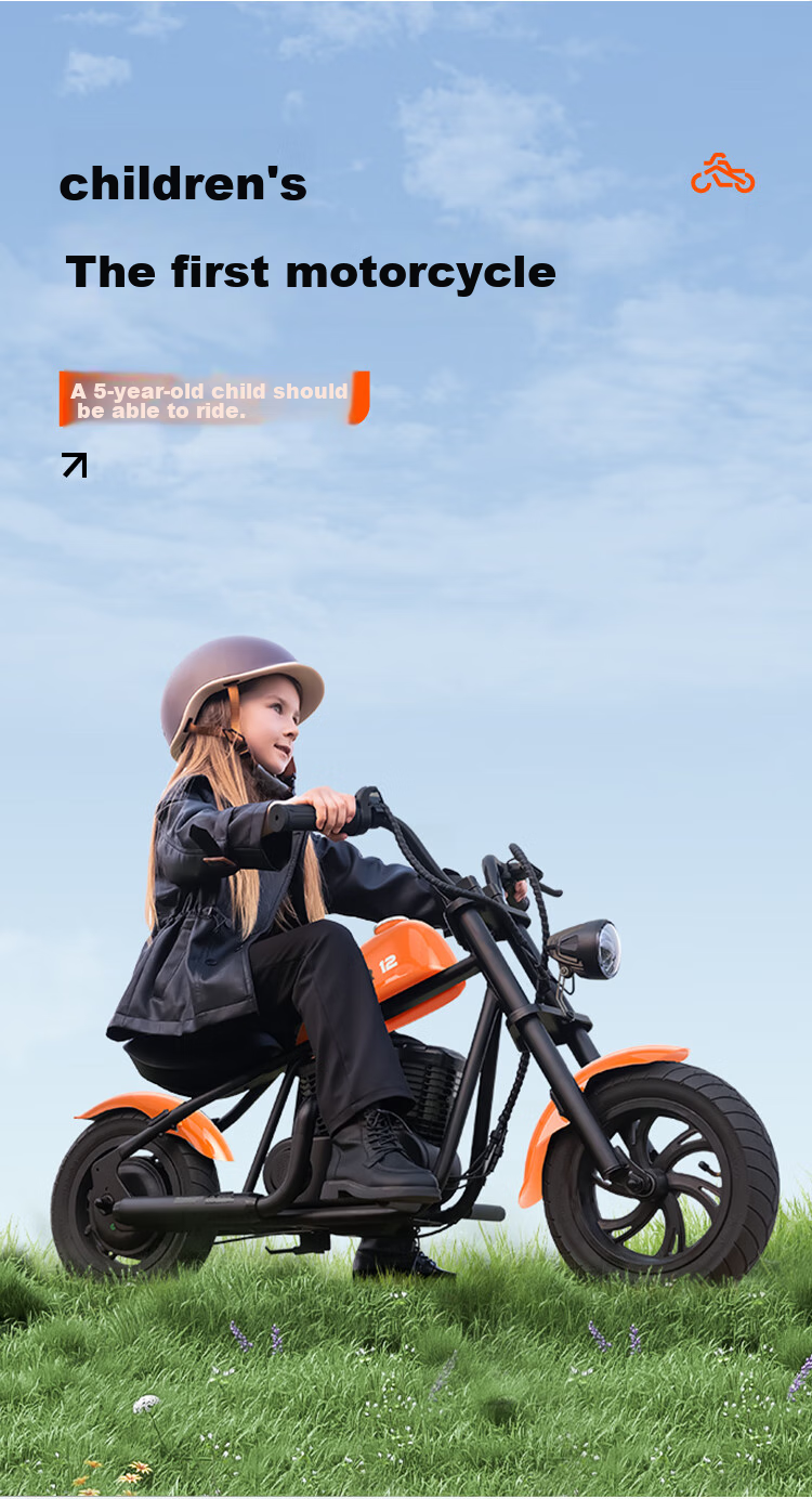 Baofengqishi Children's Electric Motorcycle, Cool Harley Design, for Ages 3-16, Birthday Gift, 3C Certified, Two-Wheel, Single Drive, Mini Harley, Small Electric Scooter 3