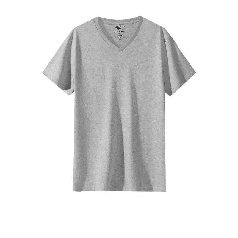 SEPTWOLVES [Classic V-Neck] Men's Short-Sleeve Pure Cotton T-Shirt, Running Sports Base Layer, Sweat-Absorbing Breathable All-Cotton Plain White T-Shirt for Home Wear