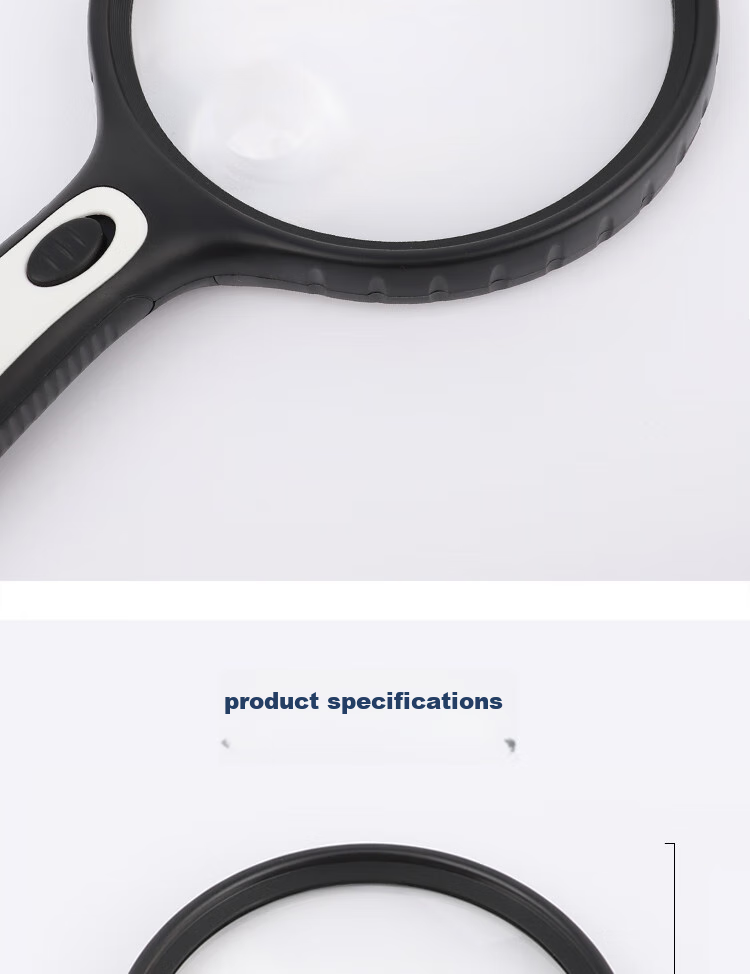 JAJALIN Ultra-Clear High-Magnification Handheld Magnifying Glass for Elderly And Children's Reading, Main Lens 3x Secondary Lens 6x Large Magnifying Surface with LED Light 11
