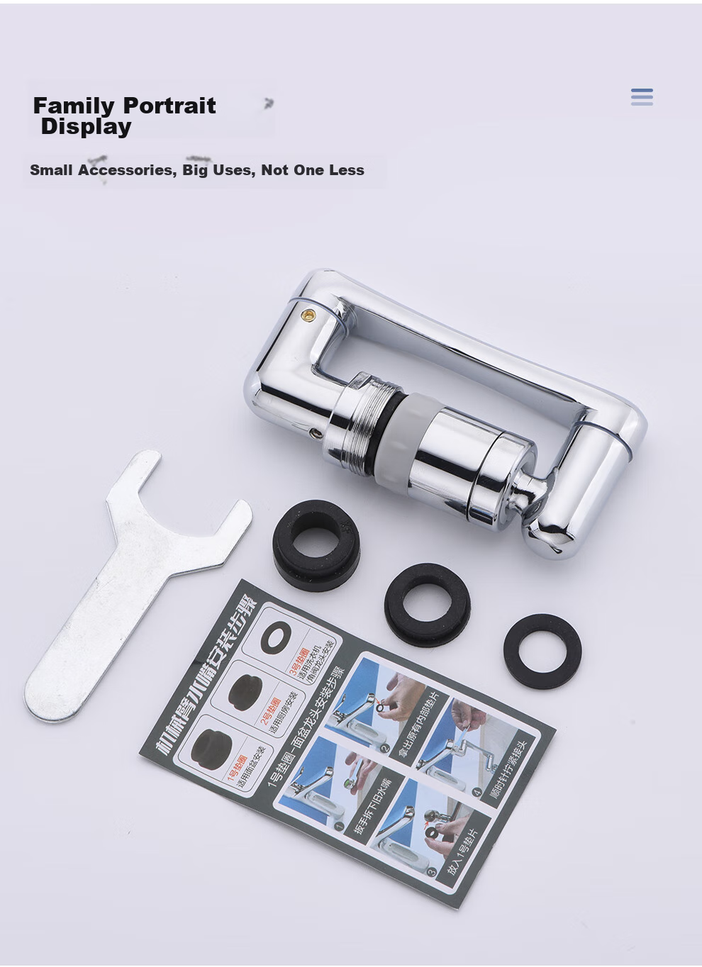 Larsd Mechanical Arm Universal Faucet Anti-Splash Head Rotatable Spout Basin Wash Extender Aerator T18 12