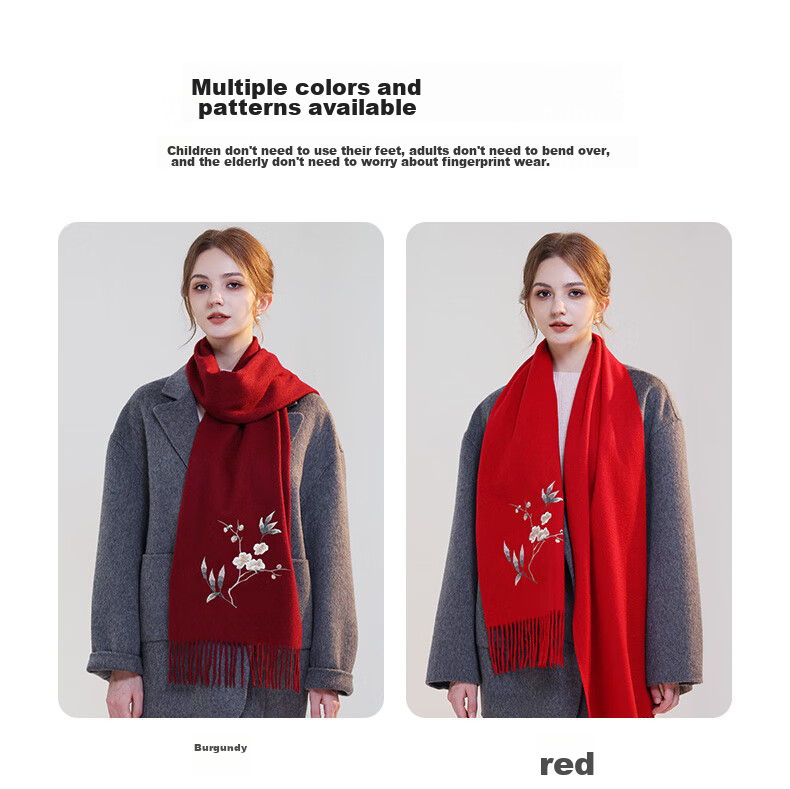 Hangsifu Pure Wool Embroidered Scarf, Neck Warmer, Outer Wrap Shawl, Autumn And Winter Warm Cloak, Birthday Gift Box for Mothers And Wome 5