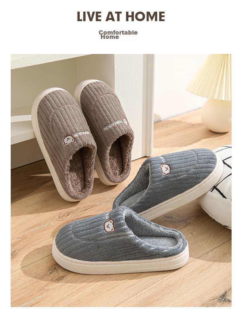 YUZHAOLIN Cotton Slippers Unisex Winter Indoor Thick Sole Soft Warm Postpartum Cotton Shoes YG307 3