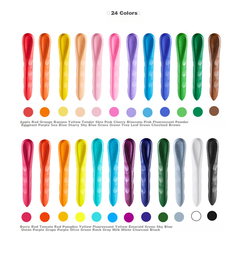 Meiletongnian [Best-Selling Product] Beeswax Crayons, 24 Colors, Non-Staining, Non-Toxic, Specialized Children's Drawing Tools, Grip Control Oil Pastels, Colorful Sticks, Washable Drawing Pencils Set, Art Education Tools 35