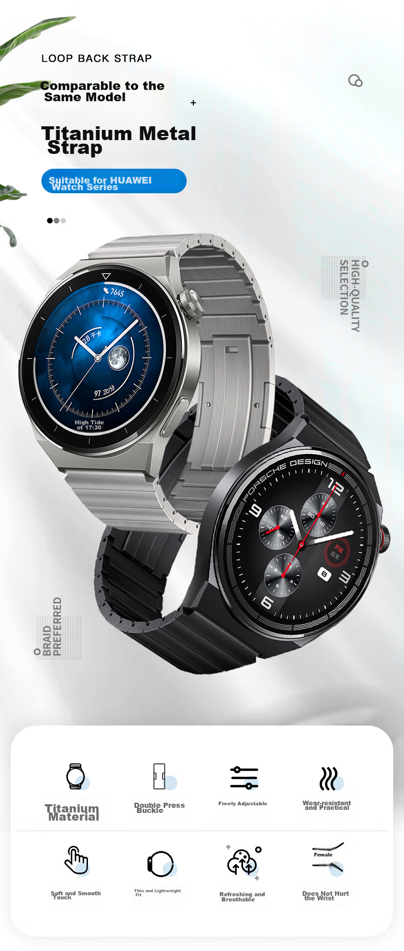 Weiqiantu [Titanium Metal] Suitable for Huawei Watch Straps GT7/GT6/GT5/pro/Watch6/pro/5/watch4pro/GT4/3/Buds2, Feifan Dashi 2 1