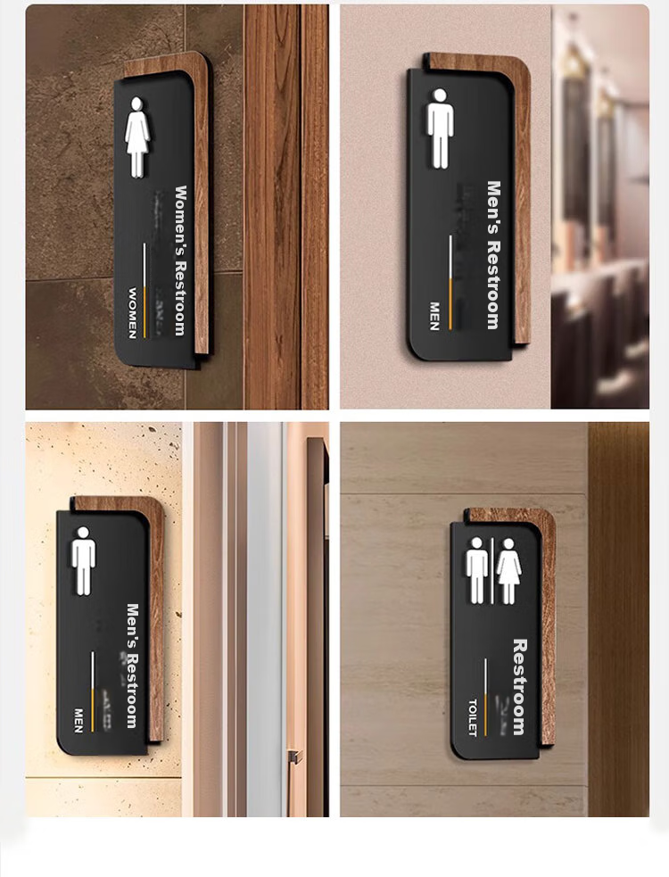 Aimohui Male Restroom Sign, Bathroom 3D Frosted Acrylic Hotel Toilet Indicator, Self-Adhesive, 24*10cm 7