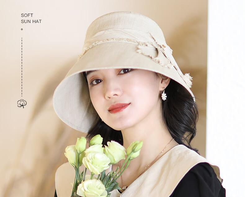 677888 Sun Hat for Women, Summer Japanese-Style Sunhat, Simple UV Protection Hat, Wide-Brimmed Hat 1
