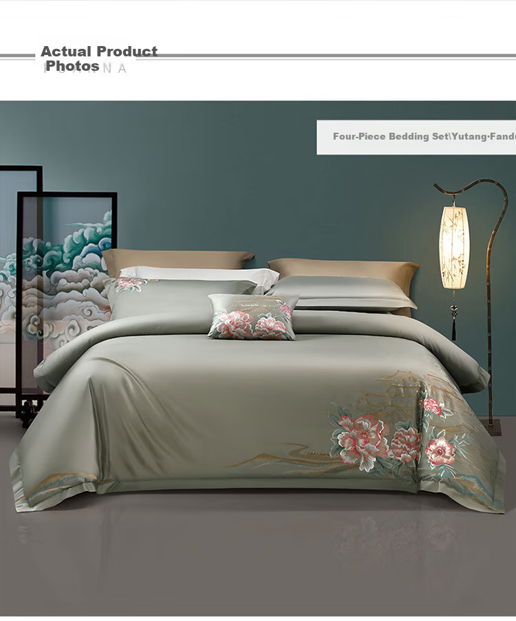 FUANNA Bedding Set, Class A Pure Cotton, 100 Count Long-Staple Cotton, Bedsheet And Duvet Cover, Chinese Style, Single Or Double Size Set, 203*229cm 9