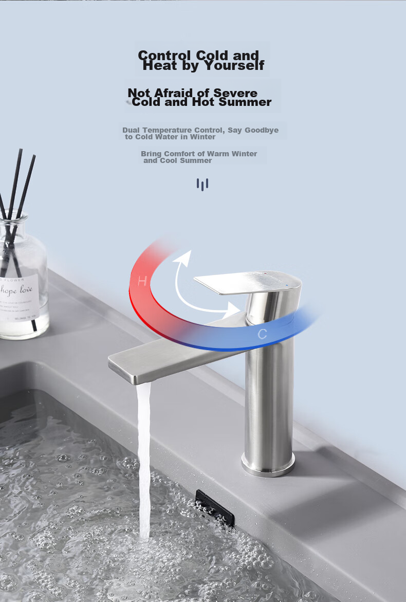 ARROW Basin Faucet, 304 Stainless Steel, Bathroom Toilet Washbasin Sink, Hot And Cold Tap, AE41104GG 5
