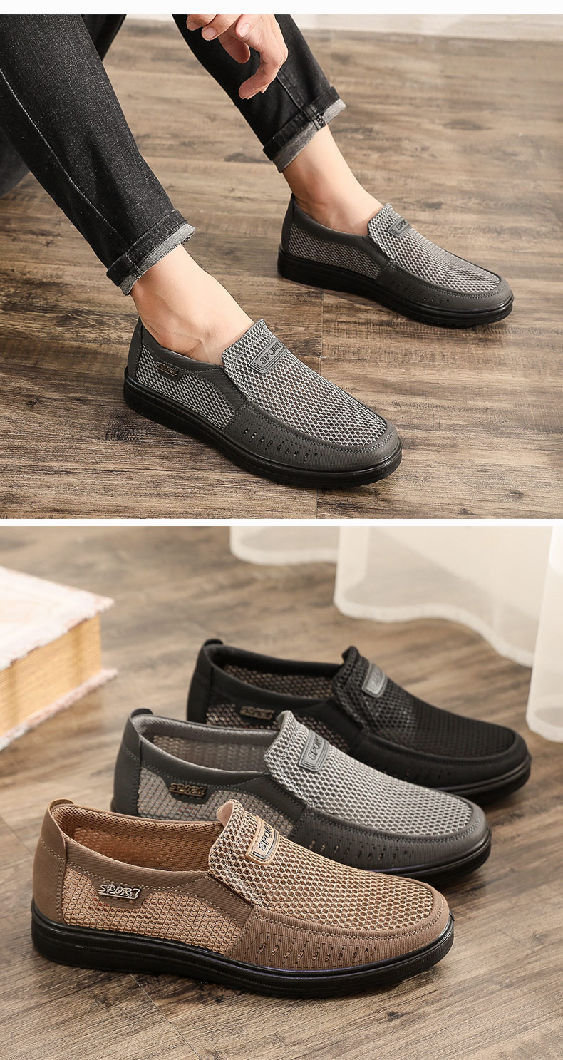 Ankang Summer Mesh Shoes Breathable Men's Slip-On Soft-Soled Old Beijing Cloth Shoes Dad Shoes AK11129 Black 38 11