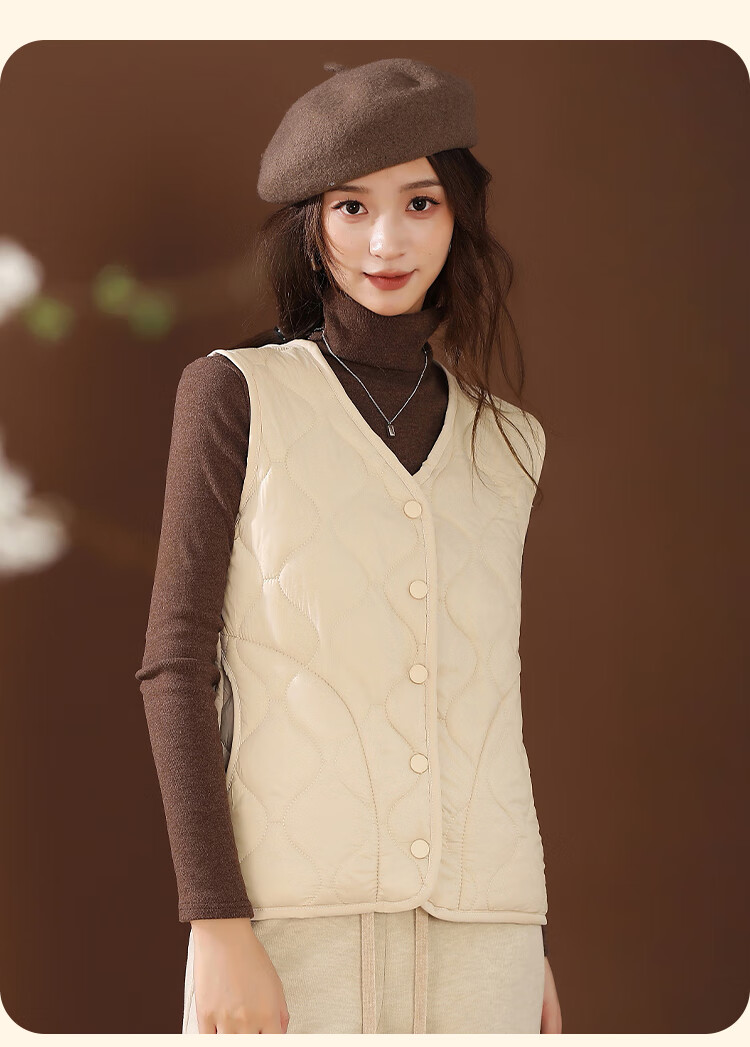 MiiOW Women's Vest 2025 New Autumn Winter Solid Color Versatile V-Neck Thickened Cashmere Warm Inner Vest Coat 15