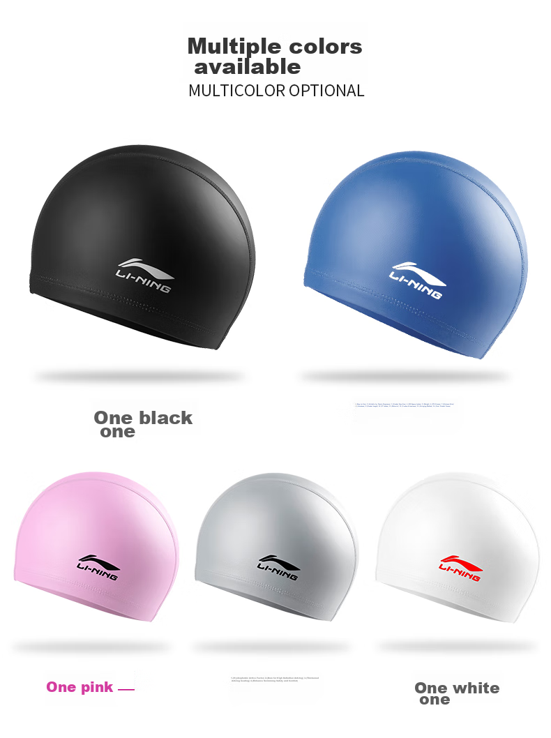 Li-Ning Swimming Cap for Men And Women, PU Coated Long Hair Waterproof Swim Cap, Ear Protection Comfortable Non-Binding LNMT856/LNMT858-1 Black 6