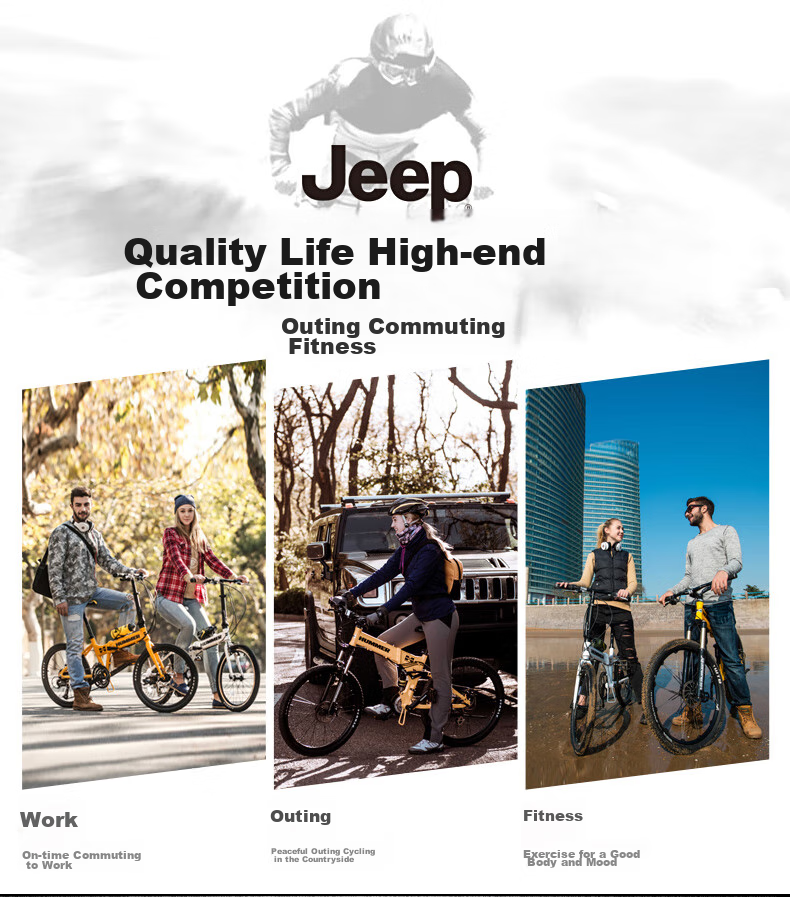 Jeep Folding Mountain Bike with Spoke Wheels, Casual Bicycle for Men And Women, Student Gear-Shifting Bike - Saili/Knight Black 7