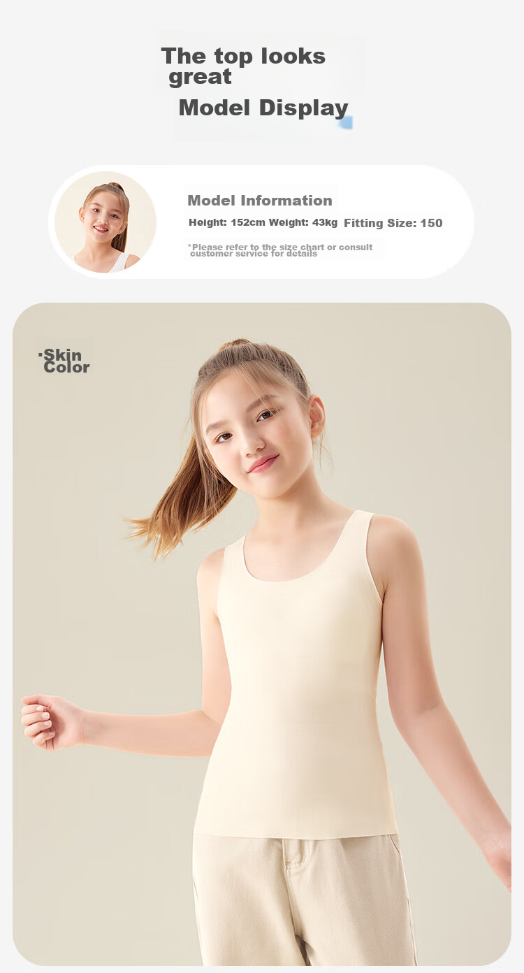 Jiusuiban Girls' Training Bra for Ages 12-15 with Built-In Pads, Anti-Nipple Show Bra for Middle School Students, Cotton Underwear 12