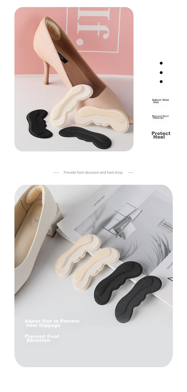 FOOTOPPO Heel Grips, Anti-Friction Pads for High Heels, Anti-Slip Pads for Men's Leather Shoes, Foot Pain Relief Pads, Shoe Size Reducer for Wome 15