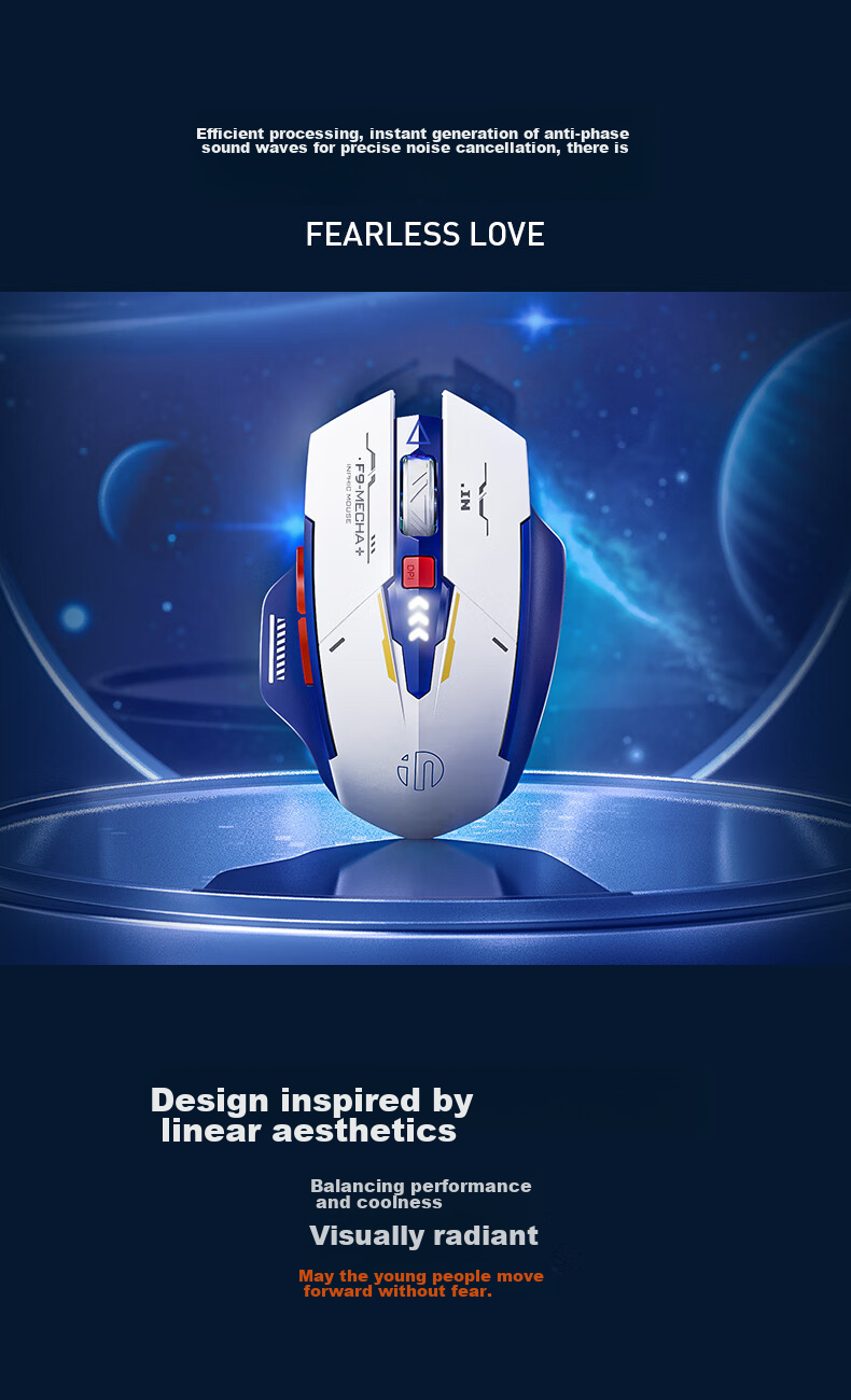 INPHIC F9 Wireless Gaming Mouse Wired Bluetooth Tri-mode Office Mouse Right-handed Hardware Macro Desktop Laptop 2.4G Portable 12800DPI V2 Silent Edition 1