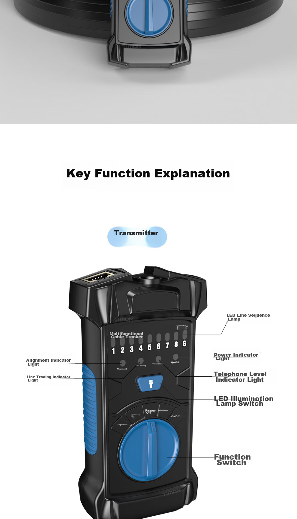 TIMON Network Cable Tester, Multifunctional Telephone And Network Line Tracer, Cable Tester, Wire Connector, Line Finder Tool, Continuity Tester, Anti-Interference, 60V Voltage-Resistant Cable Testing Kit 8