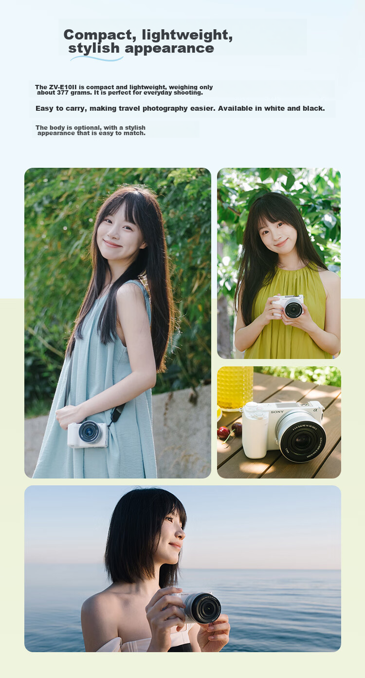 SONY ZV-E10 II APS-C Mirrorless Camera, Filter Direct Output, White Standard Kit (ZV-E10M2K ZVE10 Second Generation) 18