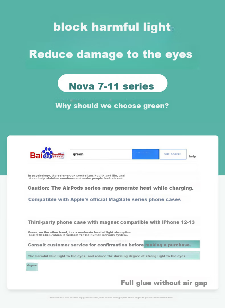 BIAZE [Triple Enhanced] Tempered Glass Screen Protector for IPhone 12/Pro, IPhone 12/Pro Phone Film [2 Pieces Eye Protection] Green Light Full Screen Ceramic Crystal Anti-Blue Light Film JM764 3