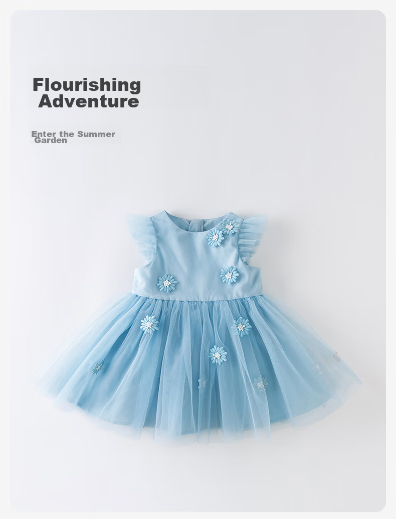 DAVE & BELLA Children's Clothing Summer Girls' Tulle Dress Baby Princess Dress Stylish Skirt for Girls 1