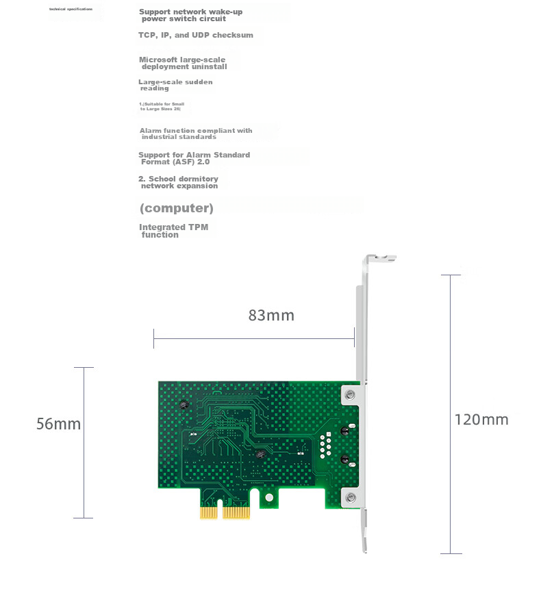 EB-LINK BCM Bo Tong 5751 Chip, PCI-E Gigabit Single-Port Network Card, PXE Bootless Start, Single-Port Network Card for Internet Cafes And Desktop Computers, Wired Network Card 12