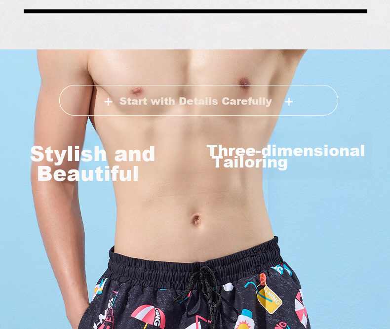 Li-Ning Swimming Trunks for Men, Quick-Drying Sports Swim Shorts, Anti-Embarrassment, Knee-Length Beach Shorts, Breathable, Anti-Exposure, Seaside Vacation, 327 Black Floral Pattern, 3XL 7