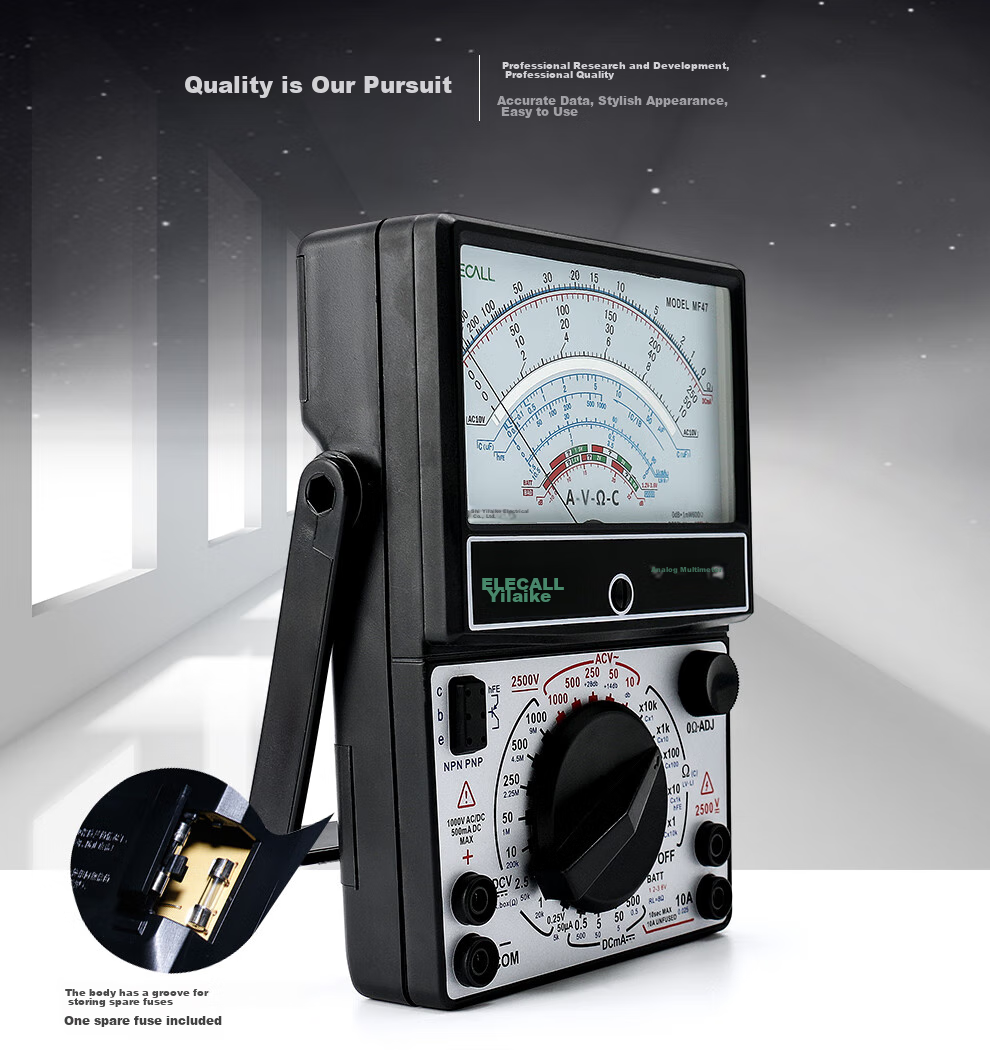 ELECALL Pointer Multimeter Mechanical Meter Internal Magnetic Multi-Circuit Protection Electrician Household High-Precision MF47+ with Case 2