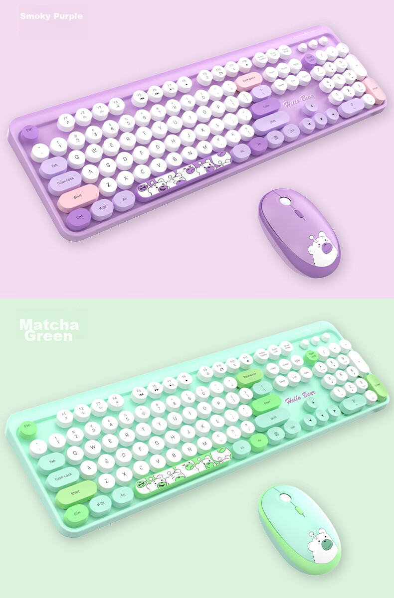 GEEZER Zero Wireless Retro Punk Keyboard And Mouse Set, Office Keyboard And Mouse Set, Mouse, Computer Keyboard, Laptop Keyboard, Beige 14