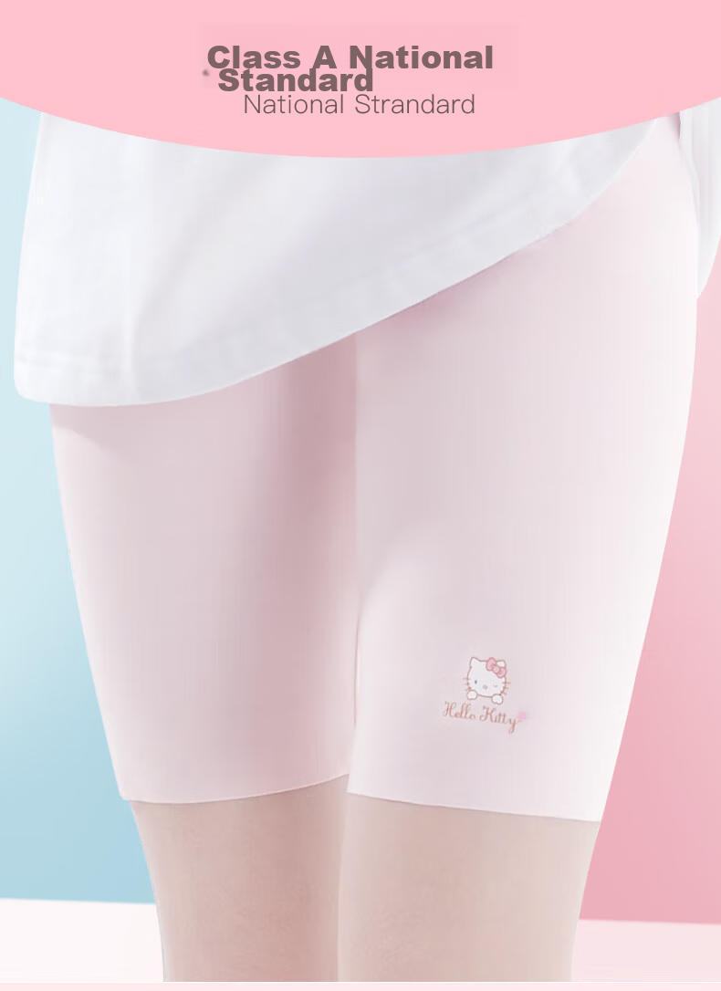 Hello Kitty Girls' Leggings, Children's Safety Shorts, Big Kids' Seamless Breathable Shorts, Shark Pants, 55568 Pink, Size 150 5