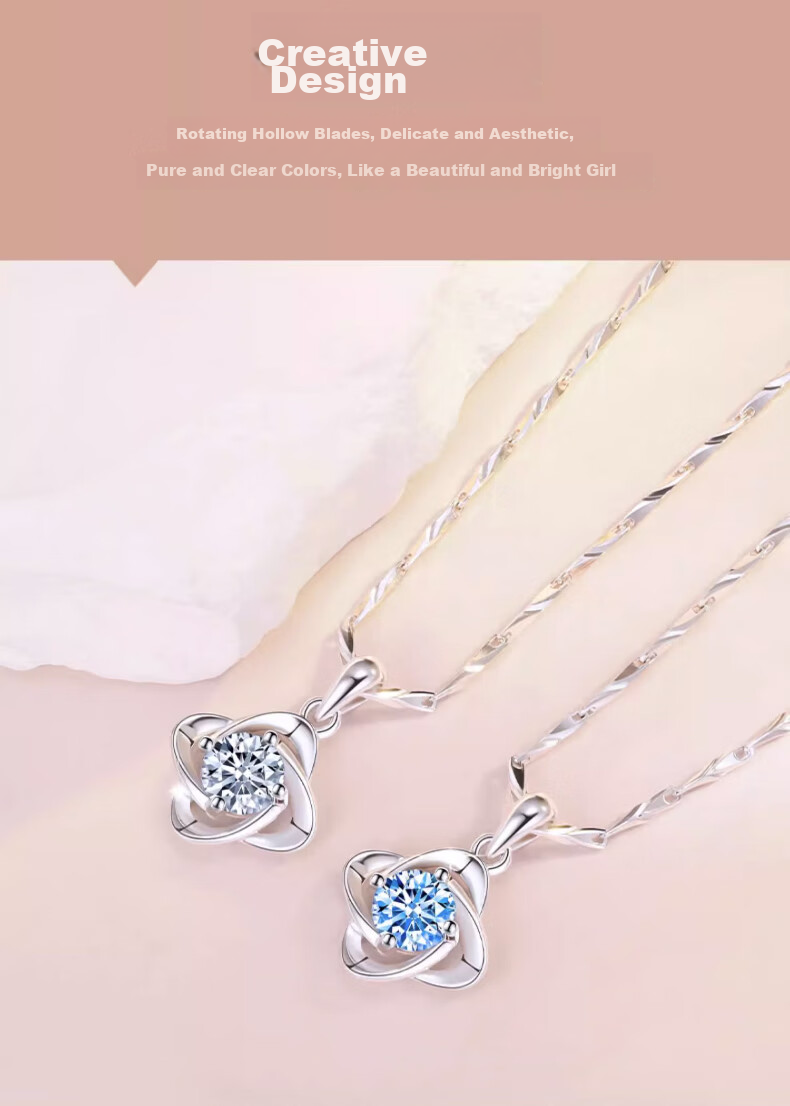 Zhoubaifu [1000+ Stores] Four-Leaf Clover Necklace for Women, Luxurious Silver Pendant, Birthday Gift for Girlfriend Or Wife 4