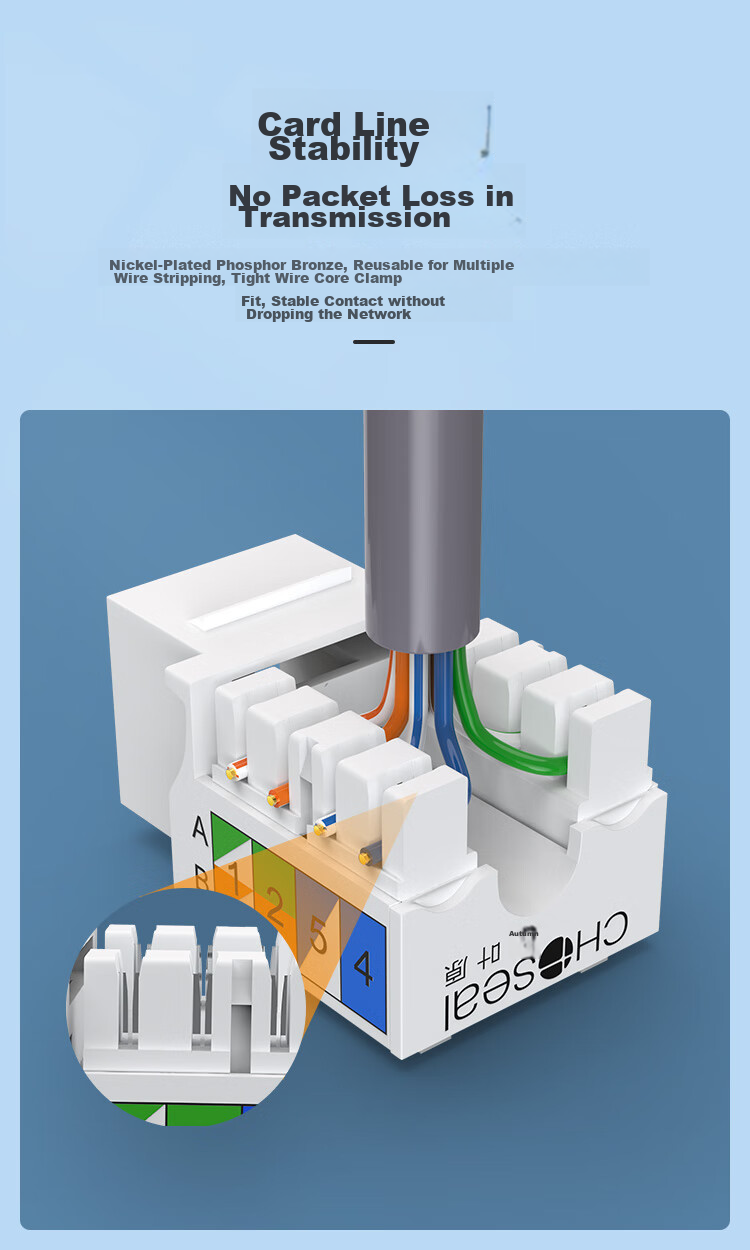 CHOOSEAL (CHOSEAL) CAT6 Gigabit Network Module, RJ45 Connector Socket Panel Network Port Module, Computer Network Cable Engineering Connection Head, White, QM6010WT 6