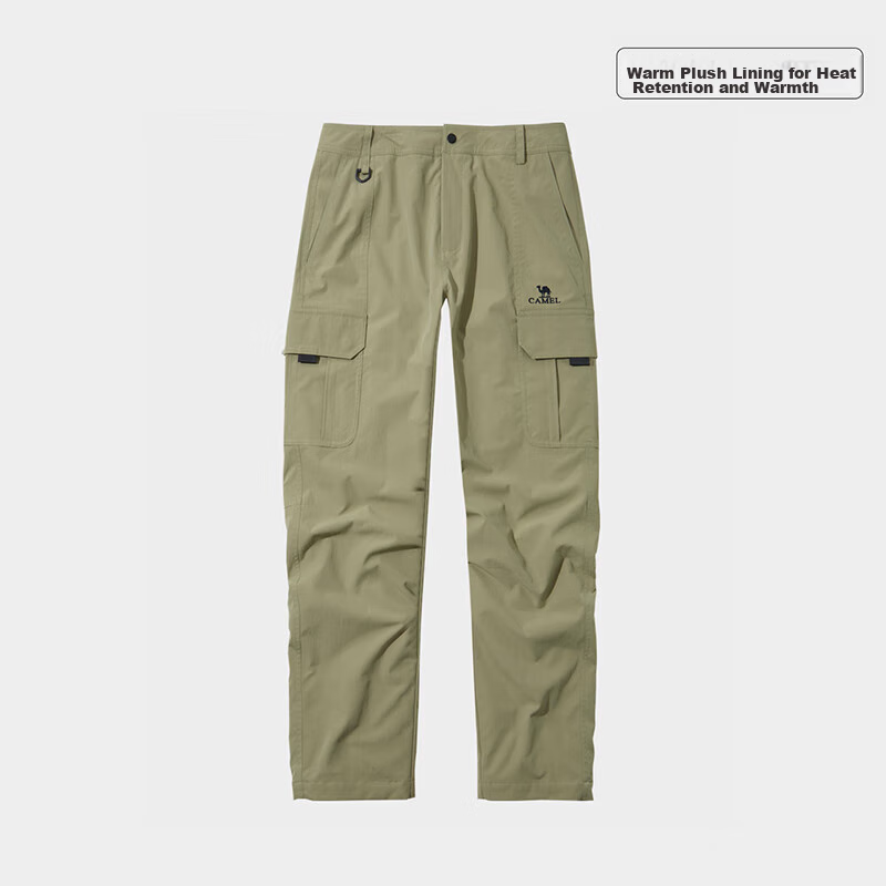 CAMEL Men's Casual Pants, Fleece-Lined Straight-Leg Cargo Pants, Fashionable Versatile Functional Trousers A13CAEO118