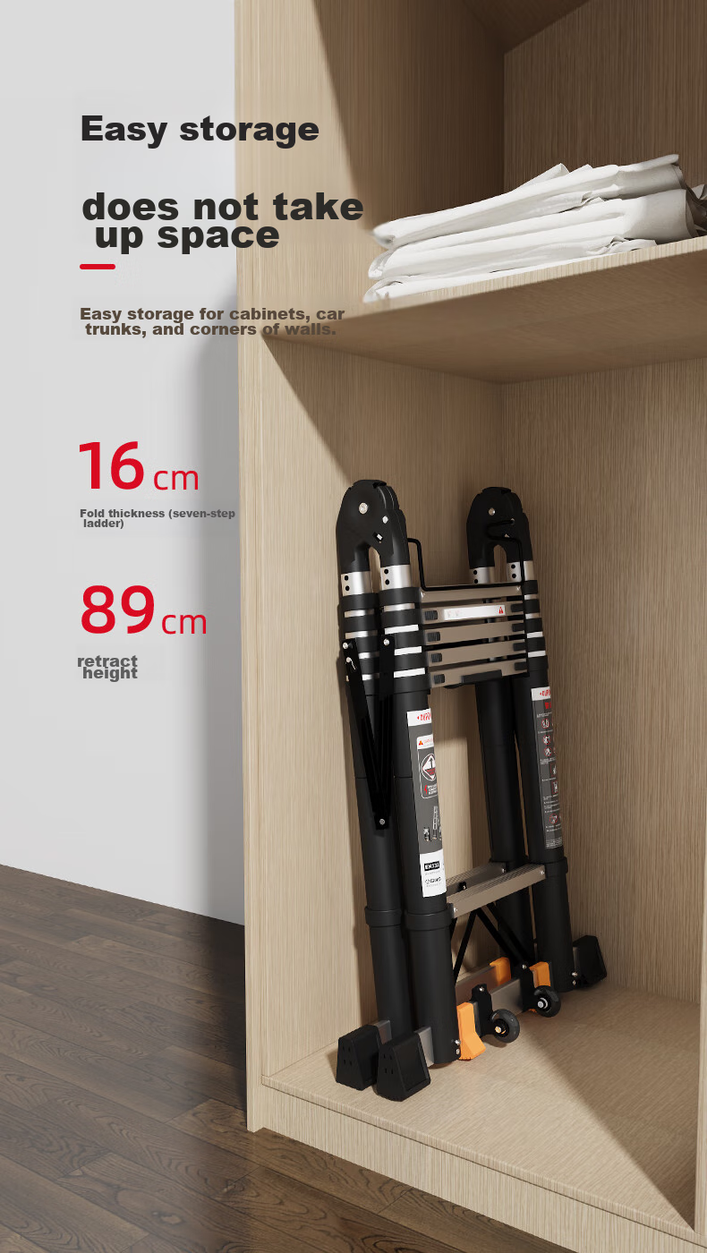 DU PONT 2nd Generation Small Cloud Ladder Household Folding Aluminum Alloy Telescopic Step Ladder 5-Step 18