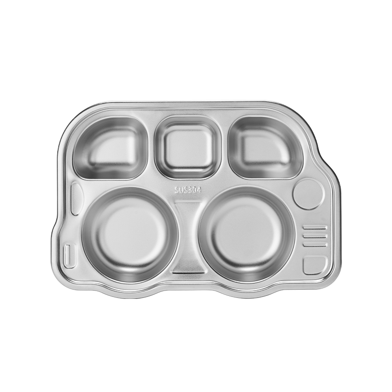 JD Original Children's Car Plate, Elementary School And Kindergarten Five-Compartment Thickened Anti-Scalding, 304 Stainless Steel, 27*18 Cm, 1 Piece