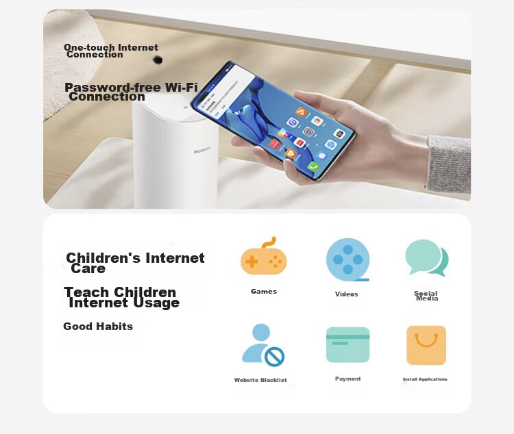HUAWEI Lingxiao Parent-Child Router Q6 (1 Parent 4 Children Set), AX3000Mbps Gigabit Router, Whole-House WiFi 6+, Powerline Version, Wireless Wall-Penetrating King, Powerline Modem 4