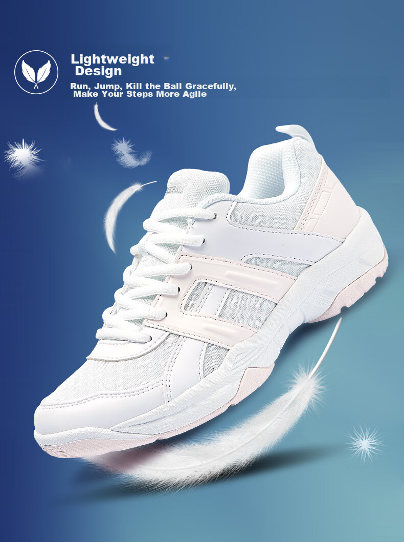 KAWASAKI Badminton Shoes for Women, Professional Competition Training, Wear-Resistant, Shock-Absorbing, Breathable Sports Shoes K-073D White Pink 40 4