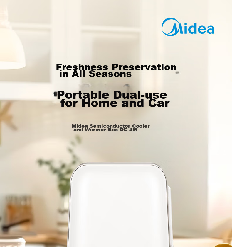 Midea Mini Fridge, Car Refrigerator, Small Cooling And Heating Box, Dual-Purpose for 1-2 People, Dormitory, Rental Apartment, Beauty Storage, Milk Refrigerator, 4L Capacity 2