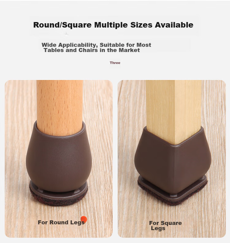 Hujia Chair Leg Pads, Sound-Absorbing Cushions, Table And Stool Foot Pads, Protective Covers, Round Shape, Pack of 8, Rubber Felt, Moisture-Proof, Quiet, Wear-Resistant, Soundproof Pads 2