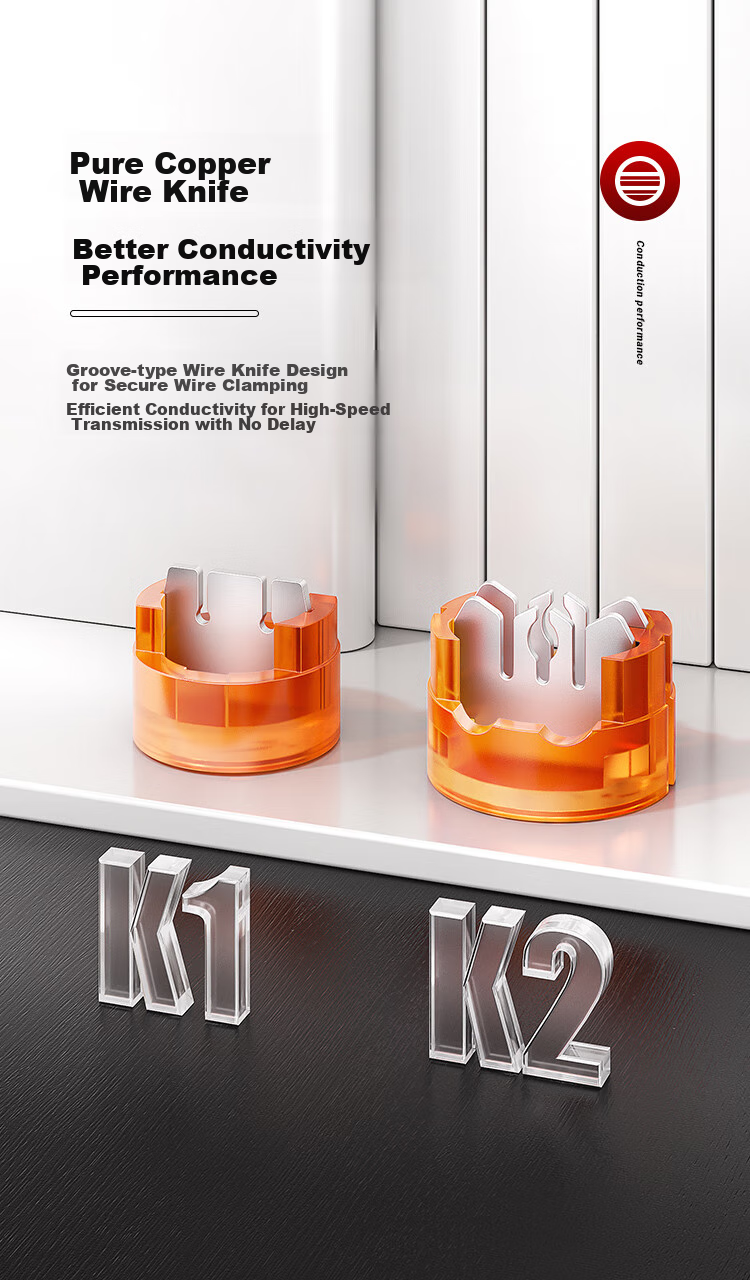 AMPCOM Terminal Block K2 Connector, High-Quality Eco-Friendly Double-Blade Dual-Wire Telephone And Network Cable Terminal, Large Number of Electrical Cable Non-Destructive Extension Connector, 100 Pieces AMK2010 3