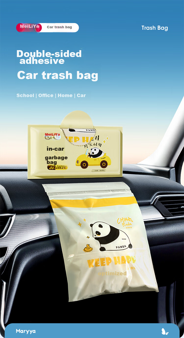MARYYA Biodegradable Flat-Top Garbage Bags, Black, 50*60cm, 60 Count, Thickened 1.5 Microns, Perforated, for Home And Kitchen Use 1
