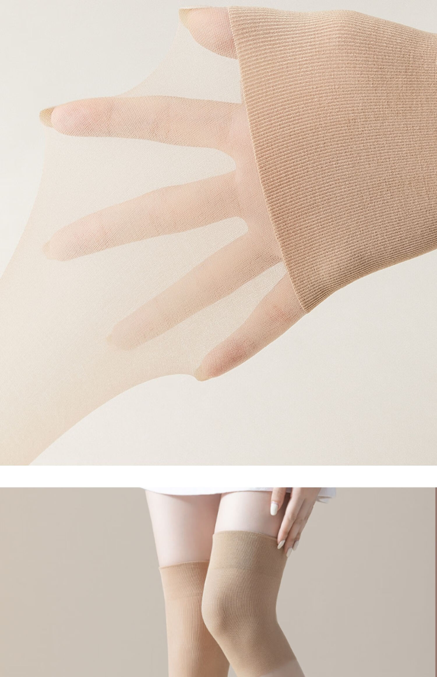 LangSha Knee-High Stockings for Women, Mid-Length Cold Legs Knee Protection Summer Thin Long Socks, Skin Color 1 Black 1 Coffee 1 10