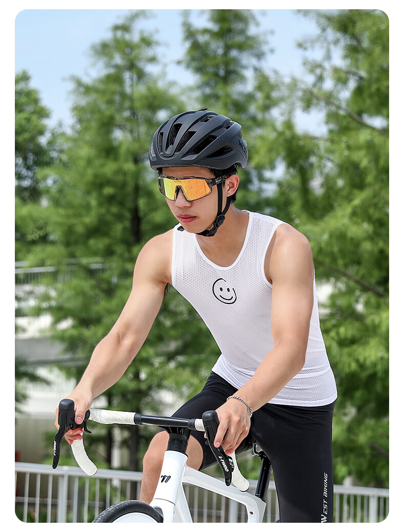WestBiking Cycling Sweat-Wicking Shirt, Road Bike Men's Inner Sleeveless Vest, Sweat-Absorbing Breathable Top, Cycling Undershirt, White, L 11