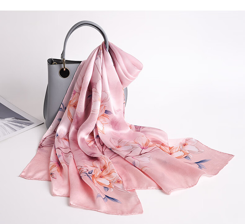 Hangsilu Silk Scarf, Women's Brooch Set, Shawl, Mulberry Silk, Birthday Gift, High-End Mid-Autumn Festival Gift for Mom, Wife, Elders 12