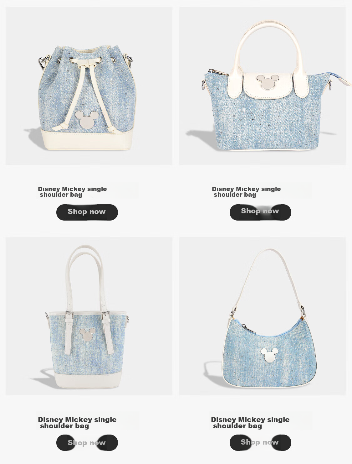 Disney Classic Mickey Women's Shoulder Crossbody Denim Bag Gift Box Dark Denim Mickey Flap Bag 2